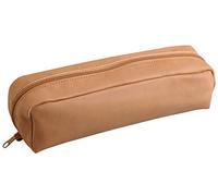 Clairefontaine 8300C -Trousse Scolaire Rectangulaire en Cuir couleur Naturel 22x5x3cm en Véritable Cuir d'Agneau - Fourniture Scolaire - Trousse Crayons de Couleurs - Etui à Crayons - Porte-Plume