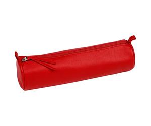 Clairefontaine 8308C Trousse Ronde en Cuir Rouge Ø5,5x22 cm