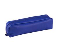 Clairefontaine 8318C -Trousse Scolaire Rectangulaire Bleue 21x4x6 cm en Véritable Cuir d'Agneau - Fourniture Scolaire - Trousse Crayons de Couleurs - Etui à Crayons - Porte-Plume