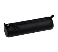 Clairefontaine Trousse scolaire 8320C ronde cuir d'agneau véritable Ø5,5x22 cm noire 1 compartiment