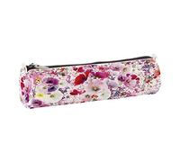 Clairefontaine 83395C - Une Trousse Ronde Multifonctions Rangement Crayons/Stylos/Feutres/Pinceaux motifs Floral/Papillons 6x21cm - Simili cuir Collection Tropical dream 3 visuels, livraison aléatoire