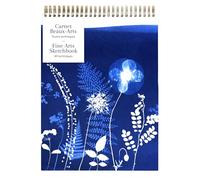 Clairefontaine 83506C - Un Carnet Beaux-Arts A Spirale motif Floral / Cyanotype - A4 21x29,7 cm 40 Feuilles de Papier Dessin Blancs Multitechniques 180g - Collection Cyanotype