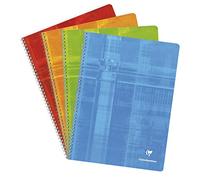 Clairefontaine 8351C Un Cahier à Spirale - 24x32 cm - 180 Pages Grands Carreaux - Papier Blanc 90 g - Couverture Carte Pelliculée Couleur Aléatoire