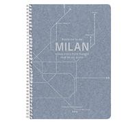 Clairefontaine 83535C - Un Cahier à Spirale Papier Jeans Motifs Rames de Métro New-York/Paris/Berlin/London/Milan - A4 21x29,7 cm 148 Pages Lignées avec Marge papier Blc 90g 5 visuels, livr aléatoire