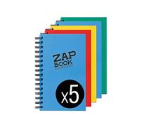 Clairefontaine 8355Cpack - Carnet Spiralé Zap Book - 160 Feuilles Papier Croquis 100% Recyclé - A5 14,8x21 cm 80g - Couleur de Couverture Aléatoire - Paquet de 5 Carnets