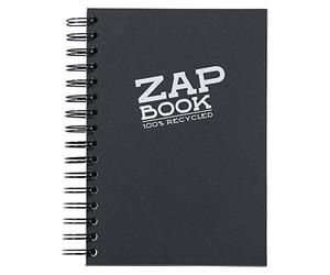 Clairefontaine 8362C Carnet Spiralé Zap Book - 160 Feuilles Papier Croquis 100% Recyclé - A5 14,8x21 cm 80g - Couverture Noire