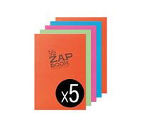 Clairefontaine 8366Cpack - Carnet Encollé 1/2 Zap Book - 80 Feuilles Papier Croquis 100% Recyclé - A5 14,8x21 cm 80g - Couleur de Couverture Aléatoire - Paquet de 5 Carnets