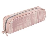 Clairefontaine 8424C -Trousse Scolaire Rectangulaire Rose Poudré Brossé 21x4x6 cm en Véritable Cuir d'Agneau - Fourniture Scolaire - Trousse Crayons de Couleurs - Etui à Crayons - Porte-Plume
