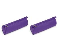 Clairefontaine 8468C - Trousse Scolaire Ronde Basic Ø7x22 cm, Couleur aléatoire (Lot de 2)