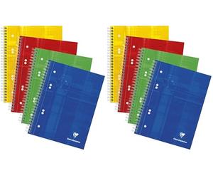 Clairefontaine 8572C Un Cahier à Spirale Perforé - A5+ 16x21 cm - 160 Pages Détachables Petits Carreaux - Papier Blanc 90 g - Couverture Carte Pelliculée Couleur Aléatoire (Lot de 2)