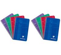 Clairefontaine 8582C Un Carnet à Spirale - 7,5x12 cm - 100 Pages Petits Carreaux - Papier Blanc 90 g - Couverture Carte Pelliculée Couleur Aléatoire (Lot de 2)