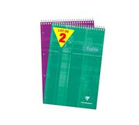 Clairefontaine 86151AMZC Lot de 2 Blocs Pupitre à Spirale Perforés - A4+ 21x31,8 cm - 160 Pages Détachables Grands Carreaux - Papier Blanc 90 g - Couverture Carte Pelliculée