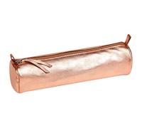 Clairefontaine Trousse scolaire 8687C - ronde cuivrée irisée Ø5,5x22 cm - Cuir d'agneau véritable