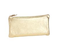 Clairefontaine - Trousse scolaire plate 8705C - Cuir d'agneau véritable doré effet irisé 22x11 cm
