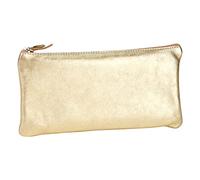 Clairefontaine 8705C - Trousse Scolaire Plate Dorée Effet irisé 22x11 cm en Véritable Cuir d'Agneau - Fourniture Scolaire - Trousse Crayons de Couleurs - Etui à Crayons - Porte-Plume