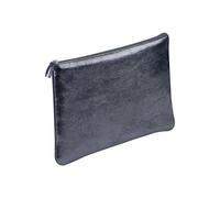 Clairefontaine 8707C - Trousse Scolaire Plate Pétrôle Effet irisé 22x11 cm en Véritable Cuir d'Agneau