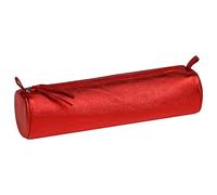 Clairefontaine 8709C Trousse Ronde en Cuir irisé Rouge Ø5,5x22 cm