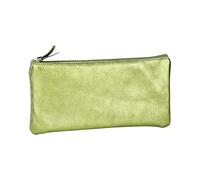 Clairefontaine Trousse scolaire plate 8716C – cuir d'agneau véritable vert effet irisé 22x11 cm