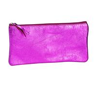 Clairefontaine 8717C - Trousse Scolaire Plate Framboise Effet irisé 22x11 cm en Véritable Cuir d'Agneau