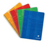 Clairefontaine 87244C Un Cahier à Spirale - 17x22 cm - 100 Pages Quadrillées 4x4 mm - Papier Blanc 90 g - Couverture Carte Pelliculée Couleur Aléatoire