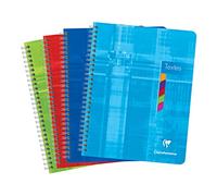 Clairefontaine 8756C Un Cahier de Texte à Spirale - 17x22 cm - 144 Pages Grands Carreaux avec Touches de Couleurs Détachables - Papier Blanc 90 g - Couverture Carte Pelliculée - Couleur Aléatoire