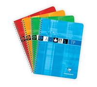 Clairefontaine 8907C Un Cahier à Spirale de Travaux Pratiques - 17x22 cm - 80 Pages Grands Carreaux 90 g et Unies Blanches 125 g - Couverture Carte Pelliculée - Couleur Aléatoire