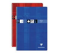 Clairefontaine 8937C Un Cahier à Spirale de Travaux Pratiques - A4 21x29,7 cm - 80 Pages Grands Carreaux 90 g et Unies Blanches 125 g - Couverture Carte Pelliculée - Couleur Aléatoire