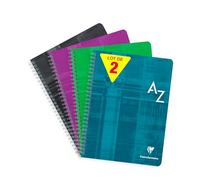 Clairefontaine 8948AMZC Un lot de 2 Répertoires à Spirale - 17x22 cm - 100 Pages Grands Carreaux - Papier Blanc 90 g - Couverture Carte Pelliculée - Couleurs Assorties Aléatoires