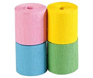 Clairefontaine 914294C - Paquet de 4 Bandes de Papier Crépon Ignifugé - Non-Inflammable - Format 5cmx10m - Loisirs Créatifs Adultes et Enfants - Décoration DIY - Assortiment Printanier - 4 couleurs