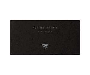 Clairefontaine 930025C Carnet Cousu Flying Spirit - 50 Feuilles Papier Esquisse Ivoire 21x10,5 cm 90g - Couverture en Carte Noire - Illustration imprimée au dos aléatoire