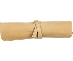 Clairefontaine 930028C Trousse Ronde Flying Spirit - Étui à Outils Compartimenté, Rabat de Protection et Fermeture par Lanière - L 26,7 x H 20,5 cm - Cuir Véritable Beige