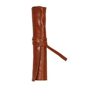 Clairefontaine 930030C Trousse Ronde Flying Spirit - Étui à Outils Compartimenté, Rabat de Protection et Fermeture par Lanière - L 32,7 x H 25 cm - Cuir Véritable Brun Glacé