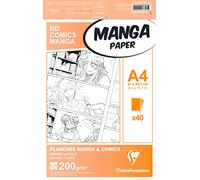 Clairefontaine 94044C Étui Manga et Multi-techniques - 40 Feuilles Papier Dessin Blanc Extra Lisse A4 21x29,7 cm 200g - Papier Uni - Idéal pour le Dessin au Feutre à Alcool