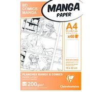 Clairefontaine Étui Manga 94047C – 40 feuilles A4 200 g blanc lisse grille 6 cases