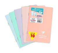 Clairefontaine 941681Cpack Lot de 10 Carnets Agrafés Koverbook Blush - 11x17 cm - 96 Pages Petits Carreaux - Papier Blanc 90 g - Couverture Polypro Opaque - Couleurs Aléatoires