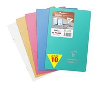 Clairefontaine 941741C Lot de 10 Carnets Agrafés Koverbook Silver - 11x17 cm - 96 Pages Lignées - Papier Blanc 90 g - Couverture Polypro Opaque - Couleur Aléatoire