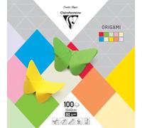 Clairefontaine 95008C - Paquet de 100 Feuilles de Papier Origami 80g/m² - Format 12x12cm - Papier Couleur Lisse et Teinté dans La Masse - Loisirs Créatifs - Assortiment Mixte (10 Couleurs Différentes)