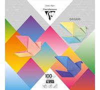 Clairefontaine 95011C - Paquet de 100 Feuilles de Papier Origami 70g/m² - Format 20x20cm - Papier Couleur Lisse et Teinté dans La Masse - Loisirs Créatifs - Assortiment de 10 Couleurs Dégradées