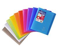 Clairefontaine 951401C Un Cahier Agrafé Koverbook - 17x22 cm - 96 Pages Grands Carreaux - Papier Blanc 90 g - Couverture Polypro Couleur Aléatoire