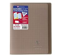 Clairefontaine 951407C Un Lot de 10 Cahiers Agrafés Koverbook Gris - 17x22 cm - 96 Pages Grands Carreaux - Papier Blanc 90 g - Couverture Polypro