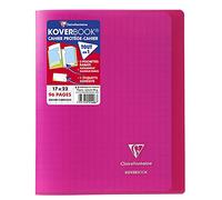 Clairefontaine 951408C Un Lot de 10 Cahiers Agrafés Koverbook Roses - 17x22 cm - 96 Pages Grands Carreaux - Papier Blanc 90 g - Couverture Polypro