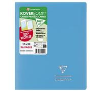 Clairefontaine 951412C Un Cahier Agrafé Koverbook Bleu Turquoise - 17x22 cm - 96 Pages Grands Carreaux - Papier Blanc 90 g - Couverture Opaque Polypro Recyclé