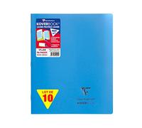 Clairefontaine 951412C Un Lot de 10 Cahiers Agrafés Koverbook Bleus Turquoise - 17x22 cm - 96 Pages Grands Carreaux - Papier Blanc 90 g - Couverture Opaque Polypro Recyclé