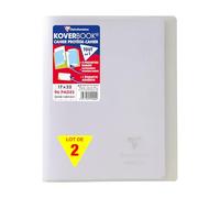 Clairefontaine 951420SC Un Lot de 10 Cahiers Agrafés Koverbook Incolores - 17x22 cm - 96 Pages Grands Carreaux - Papier Blanc 90 g - Couverture Polypro