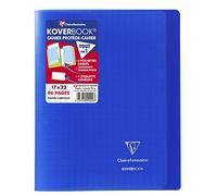 Clairefontaine 951422C Un Cahier Agrafé Koverbook Bleu Marine - 17x22 cm - 96 Pages Grands Carreaux - Papier Blanc 90 g - Couverture Polypro
