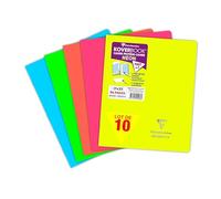 Clairefontaine 951423Cpack Un Lot de 10 Cahiers Agrafés Koverbook Neon - 17x22 cm - 96 Pages Grands Carreaux - Papier Blanc 90 g - Couvertures Polypro Opaques - Couleurs Assorties Aléatoires
