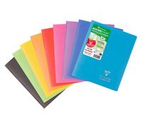 Clairefontaine 951511C Un Cahier Agrafé Koverbook - 17x22 cm - 96 Pages Lignées avec Marge - Papier Blanc 90 g - Couverture Opaque Polypro Recy ouleur Aléatoire
