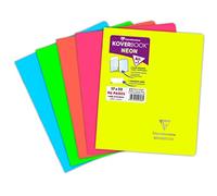 Clairefontaine 951723C Un Cahier Agrafé Koverbook Neon - 17x22 cm - 96 Pages Lignées avec Marge - Papier Blanc 90 g - Couverture Polypro Opaque - Couleur Aléatoire