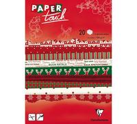 Clairefontaine 95178C - Bloc de 20 Feuilles à Motifs en Papier Cartonné 200g + Stickers Alphabet + Étiquettes à découper - Format A5 (14,8x21cm) - Papier Scrapbooking Loisirs Créatifs - Noël