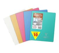 Clairefontaine 951841C Lot de 10 Cahiers Agrafés Koverbook Silver - 17x22 cm - 96 Pages Lignées avec Marge - Papier Blanc 90 g - Couverture Polypro Opaque - Couleur Aléatoire